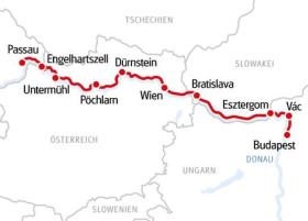 Gita in bicicletta e barca sul Danubio - mapa