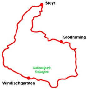 Kalkalpen bike tour - map