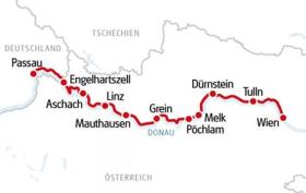 From Passau to Vienna by boat and bike - map
